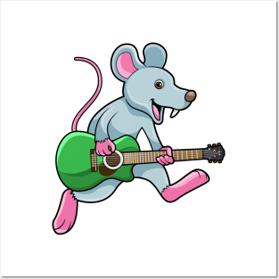 Mouse at Music with Guitar Posters and Art